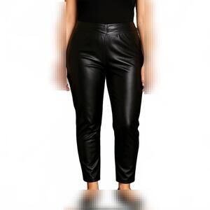 Black Faux Leather Leggings Pants Size XL High Waist Stretch